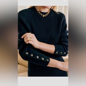 Sézane Navy Sami Jumper with Tortoise Buttons (XS)